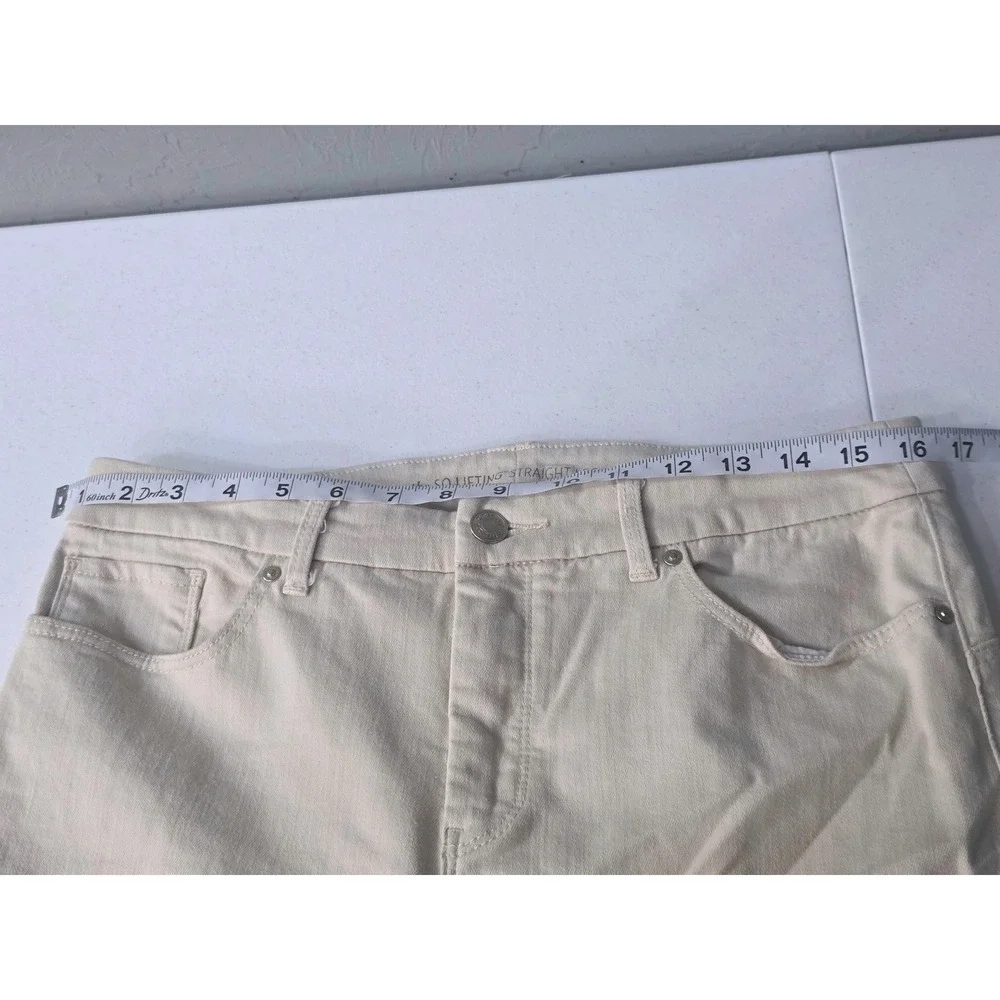Chicos So Lifting Straight Leg Jeans Womens 0.5 Regular Off White Stretch Pants